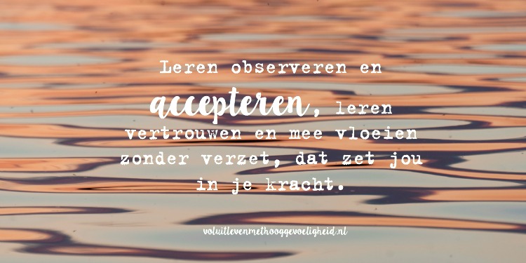 Leren observeren en accepteren, leren vertrouwen en mee vloeien zonder verzet, dat zet jou in je kracht.