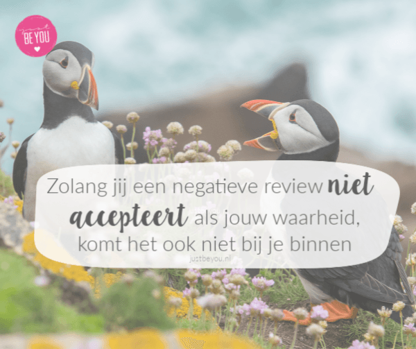 Zolang jij een negatieve review niet accepteert als jouw waarheid, komt het ook niet bij je binnen