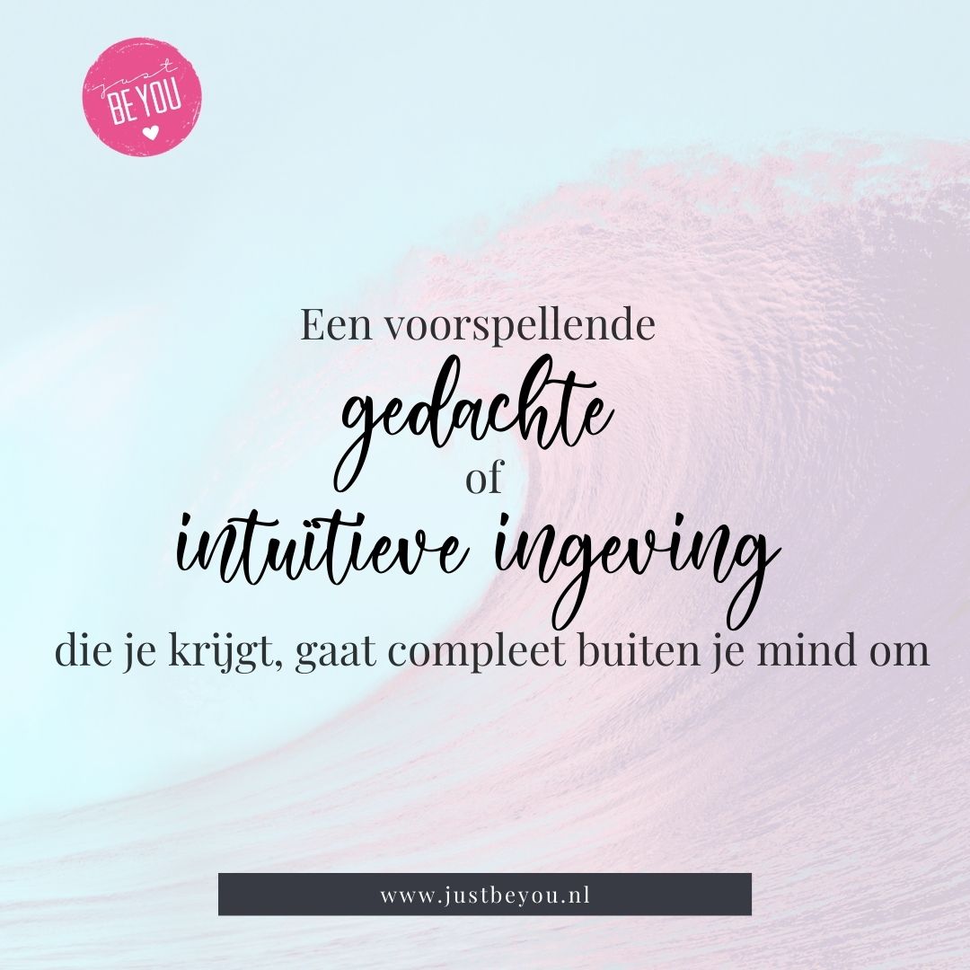 Een voorspellende gedachte of intuïtieve ingeving die je krijgt, gaat compleet buiten je mind om. Een voorspellende gedachte of intuïtieve ingeving die je krijgt, gaat compleet buiten je mind om.