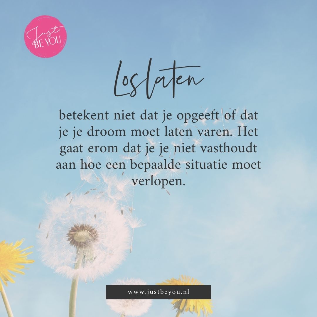 Loslaten betekent niet dat je opgeeft of dat je je droom moet laten varen. Het gaat erom dat je je niet vasthoudt aan hoe een bepaalde situatie moet verlopen. jpg